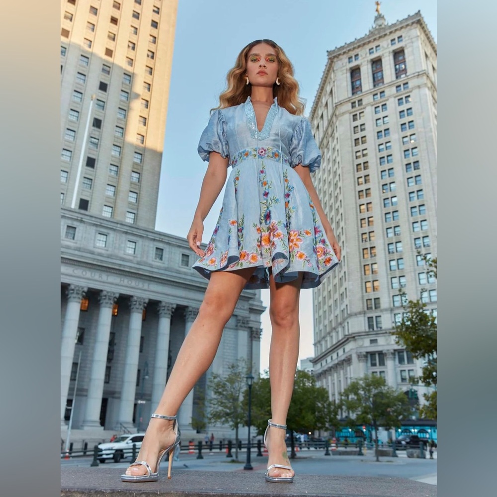 La Fuori - Eva Azure Embellished Mini Dress NWT Size XS